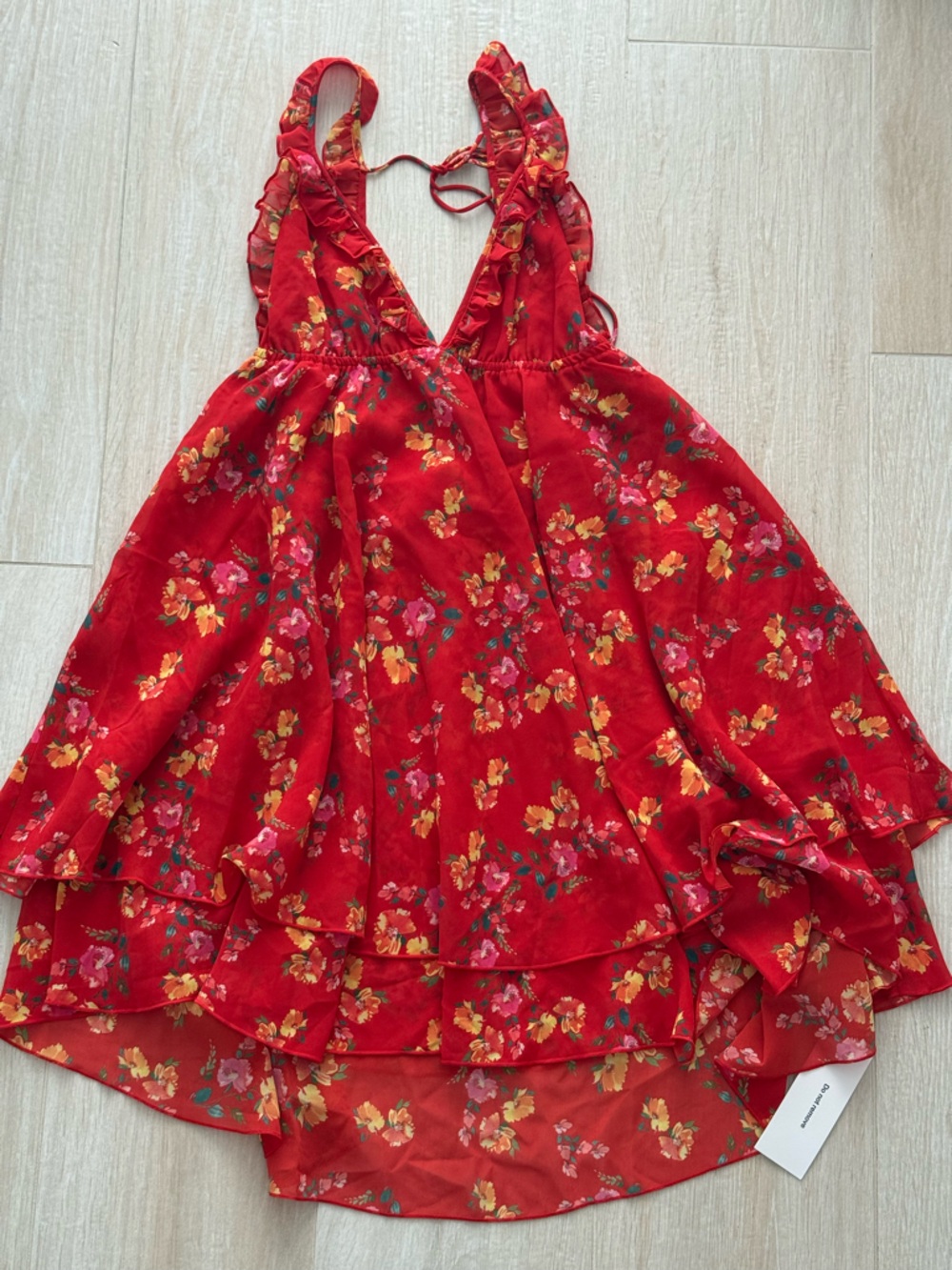 Rumored Red Floral Ruffle Dress